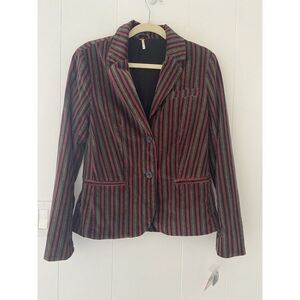 Free People Women's Size XS Luxe Velvet Double Lined Striped Blazer